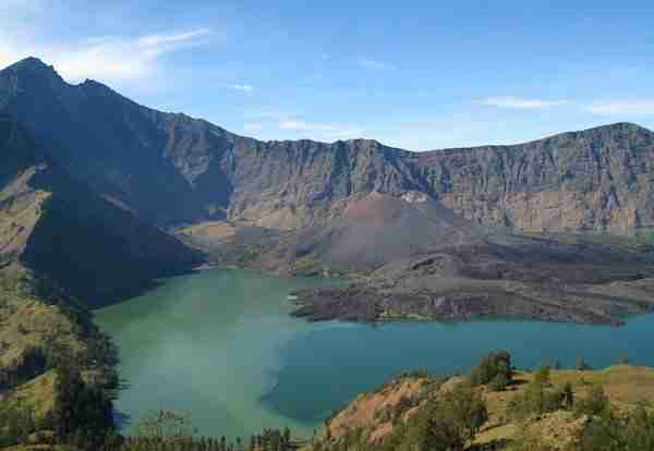 Segara Anak, the volcanic crater on the summit of Rinjani.