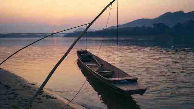 Sunset over Mekong river Laos